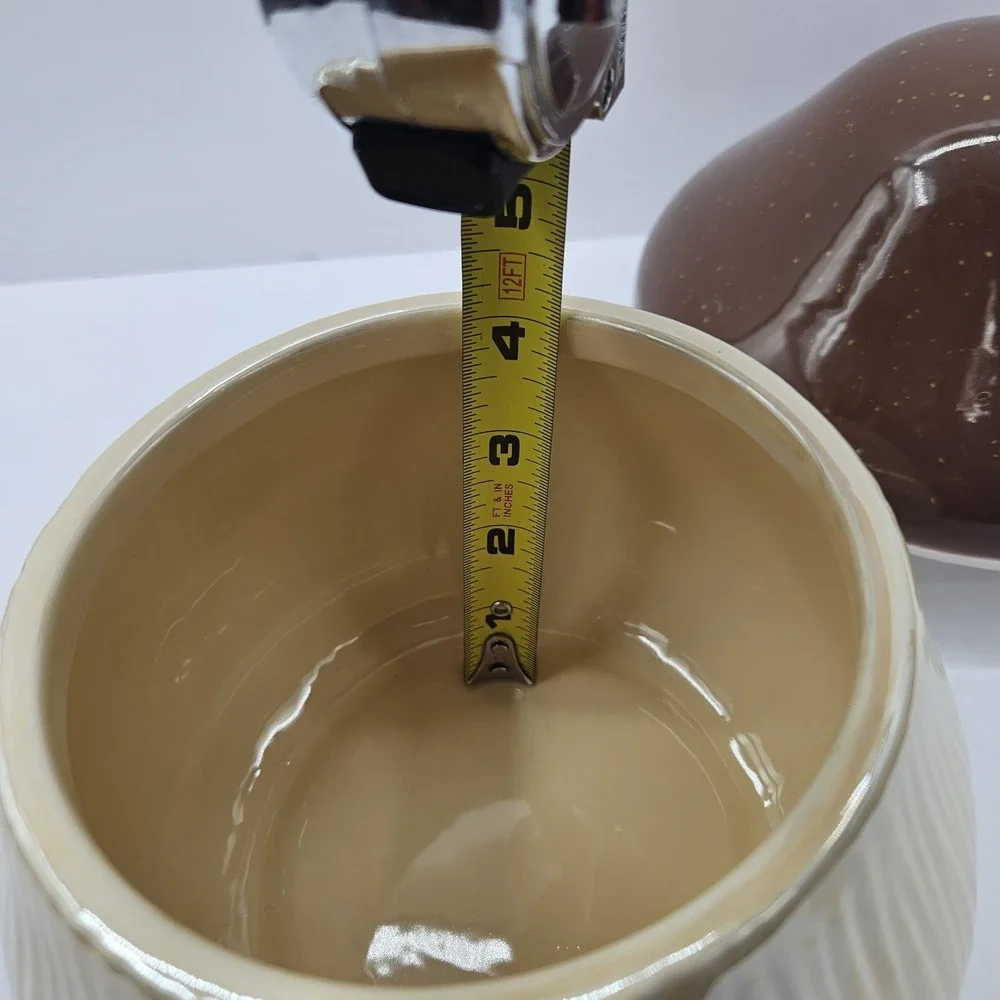 Brklyn Steel Co. Mushroom Jar/Canister Brown Speckled Cap W/‎ Cream Base/Stem